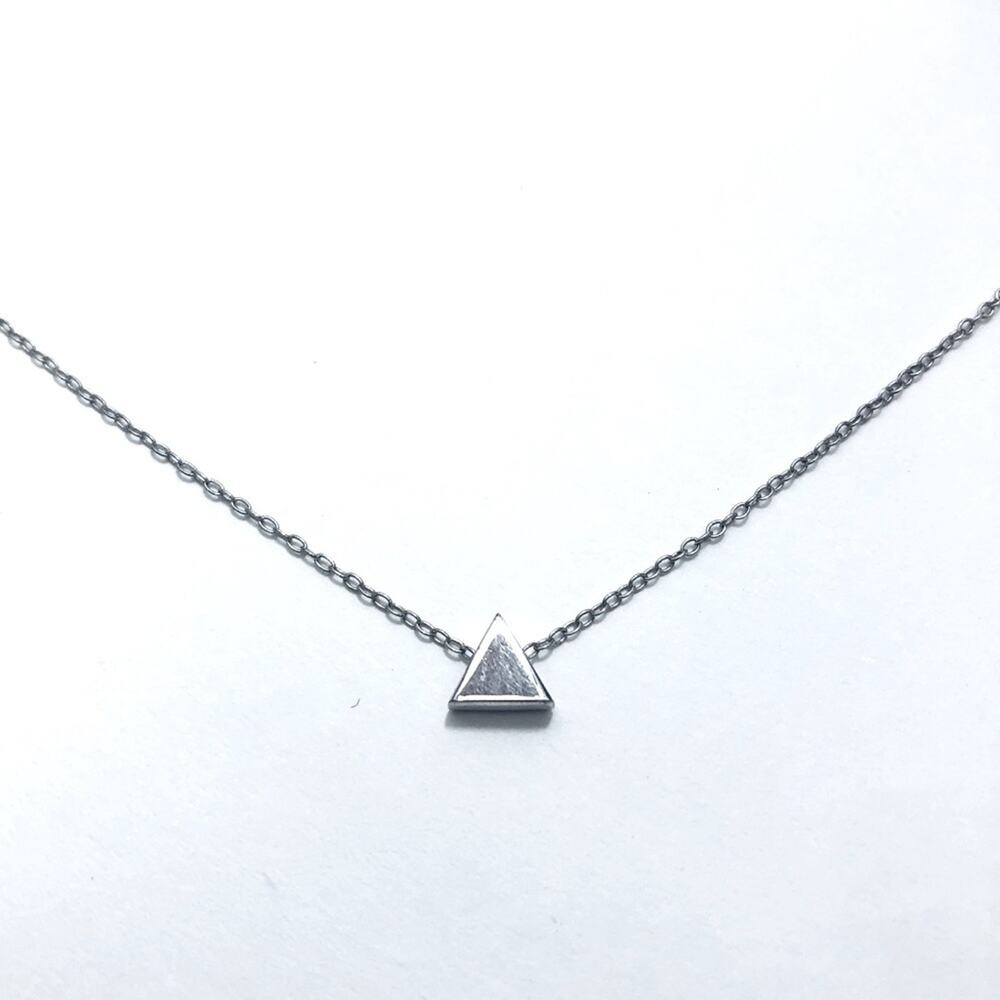 925 Sterling Silver Minimalistic Mini Triangle Charm Dainty Chain CN LA 20"